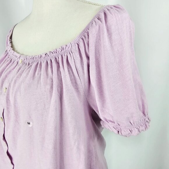 American Eagle Women's Lilac Purple Puff Sleeve Button Front Top Size M NWT - Picture 5 of 12